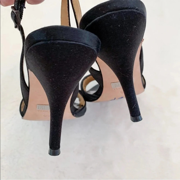 Badgley Mischka Black Jeweled Open Toe Formal Slingback Sandals - Picture 8 of 8